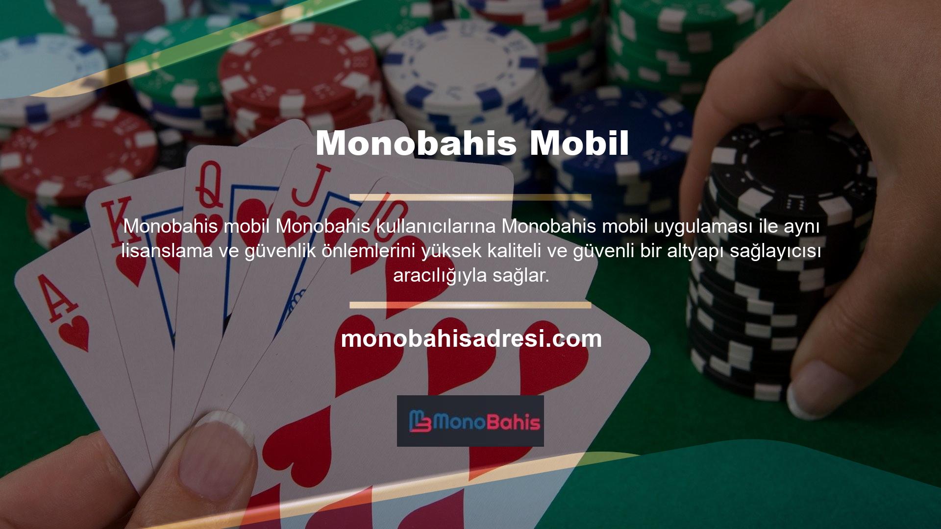 Monobahis online bahis sitesi sahip olduğu lisanslar, mükemmel altyapı sağlayıcısı ve Monobahis Mobile'ın mobil uyumlu sitesi sayesinde oldukça güvenilir bir bahis sitesidir