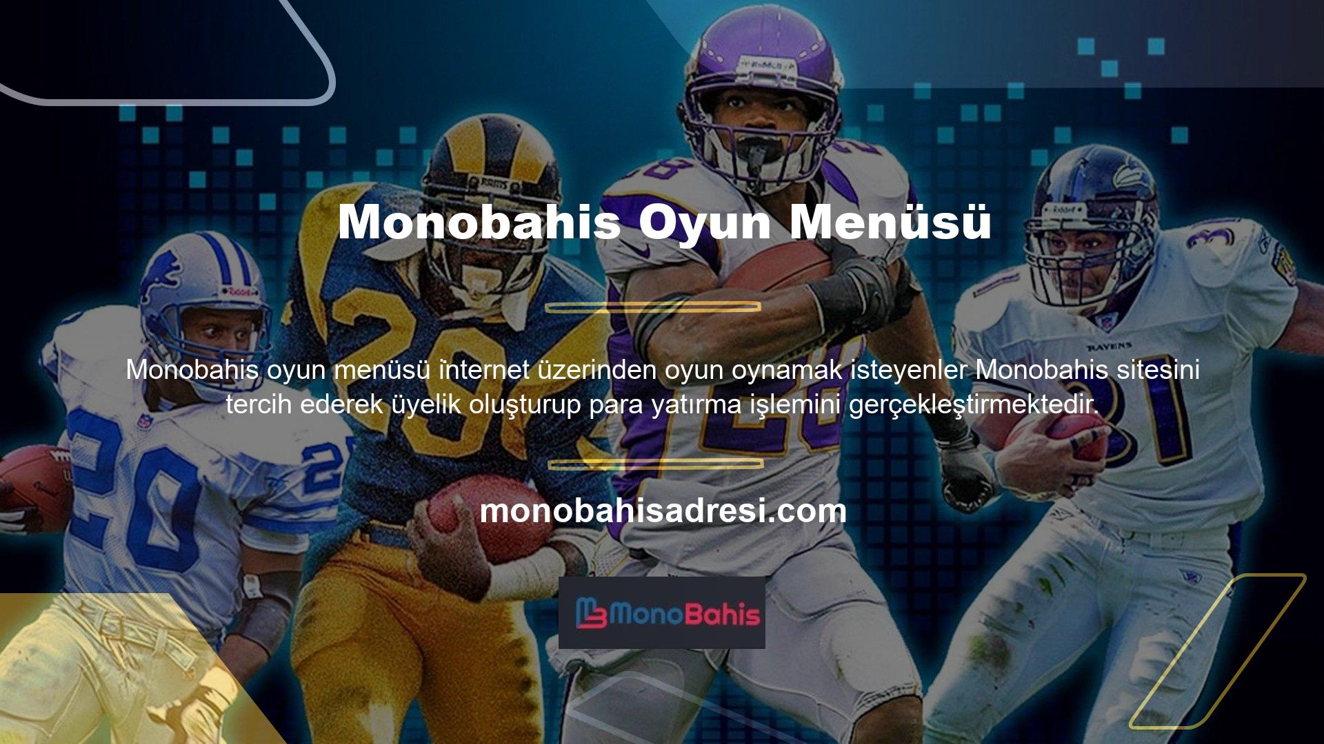 Monobahis ana sayfası, tüm kullanıcılara oyun menü alanını ve oyun adını gösterir
